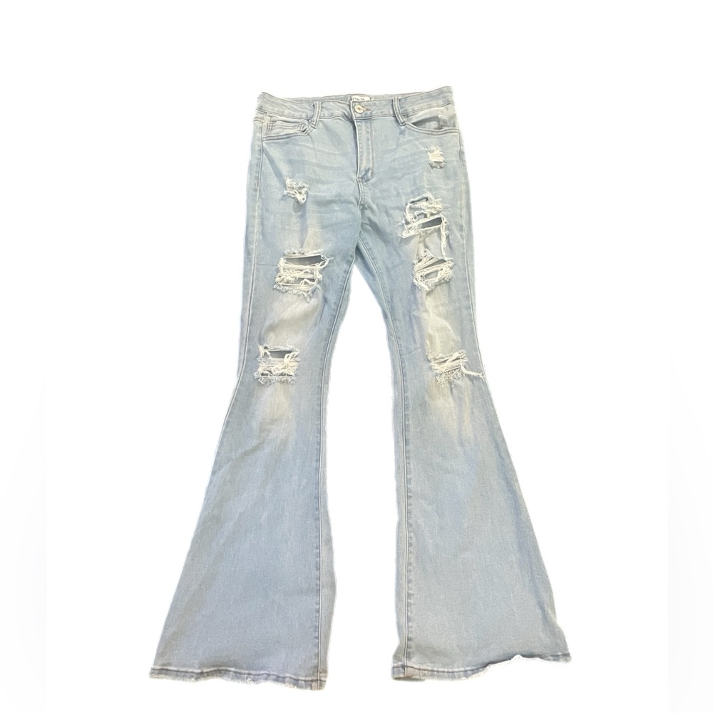 Rue21 Light Blue Ripped Flare Jeans